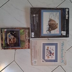 3 Cross Stitch Kits.  New, Unopened.